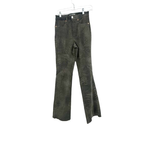 Re/Done 70s Lamb Leather Stretch Bootcut Seamed Leather Pants Olive Size 25 NWT - Picture 6 of 11